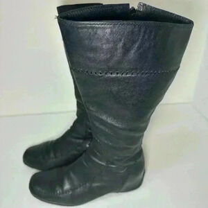 BOSI Colombia tall black leather tall riding boots size EU 36 US 5.5 side zip
